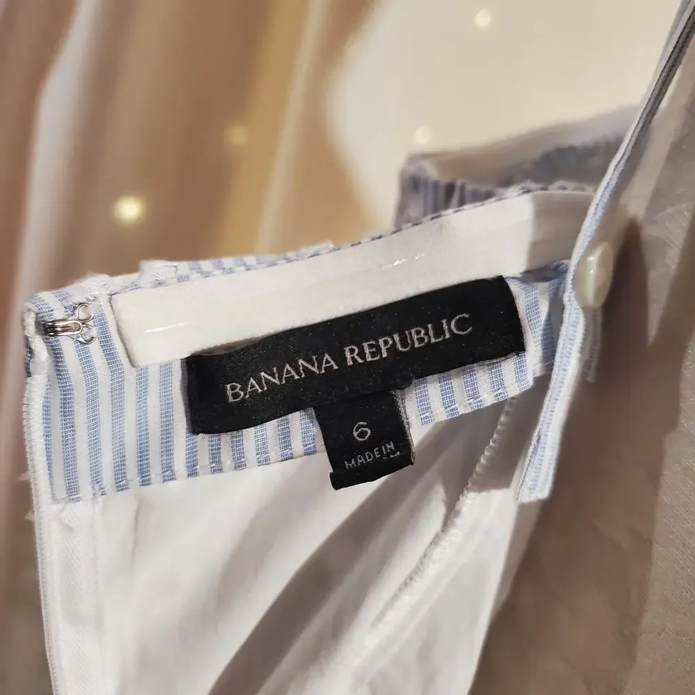 Banana Republic Eyelet Striped Button Tie Waist Convertible Sundress Size 6